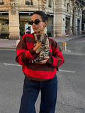  MQTIME  -  Woman Clothes Knitwear Pullover Sweater Striped Polo Neck Tops Casual Outerwears Trendy Casual Wear Fashion Sweaters Daily Look