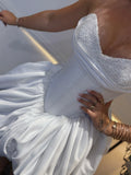 MQTIME  -  Aamzing White Short Bubble Wedding Dresses With Many Beads Mini Party Dresses Lace Up  Many Color Available