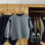  MQTIME  -  Kids Boys Sweatshirt Patchwork Plus Fleece Toddler Boys Pullovers Winter Round Neck Versatile Little Boys Hoodies