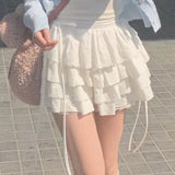 MQTIME  -  New Kawaii Lace Mini Skirt for Women Girl Cute Lolita White A-line Pleated White Skirt Japanese Harajuku Fashion Clothing