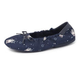 MQTIME  -  Comfort Leather Slip on Flats Cartoon Blue Print Bow Knot Detail Classic Mary Jane Ballet Shoes Outdoor Casual Dress Footwear
