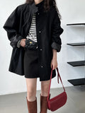 MQTIME  -  High-quality Oversized Stand-collar Trench Coat for Women, Lazy Style Minimalist Outerwear