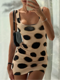 MQTIME  -  Sexy Polka Dot Mini Dress Women Fashion Square Neck Sleeveless Waist-cinching Bodycon Dresses Summer Lady Vacation Gown