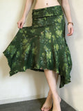 MQTIME  -  Mori Girl Style Low Waist Flower Print Irregular Vintage Folds High Strecth Skirts