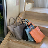MQTIME  -  Hanrted Large Capaci Basket Bag Orange Jasmine Spring Summer Handheld Beach St Woven Bag Korean Sle oulder Bag