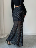  MQTIME  -  New Hot Sequin Double-layer Mesh High-waisted Slim-fitting Hip-wrapping and Thin Vacation Dating Skirt Cw59151