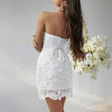 MQTIME  -  Summer New Simple Solid Color Women Embroidered Short Dress Sexy Strapless Female Evening Dresses