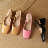 MQTIME  -  Square Toe Design Patent Leather Women Shoes Chunky Heels Summer Women's Pumps Slingbacks Candy Colors Sandals for Women WSH5310