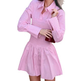  MQTIME  -  Autumn Commuting Collar Shirt, High Grade, Concealed Waist, Long Sleeve, A-line Skirt, Short Skirt, Women's Wear