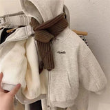 MQTIME  -  Kids Fleece Warm Coats Winter Plus Velvet Thick Jackets Girls Boy Hooded Outerwears Autumn Pocket Hoodies Children Clothing 2-8Y