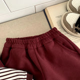 MQTIME  -  Boys Set Autumn Spring Korean Style Fashion Casual Sporty Striped Vest White Base Layer T-shirt Loose Pant Three Piece Set