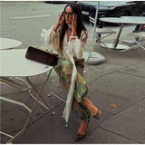 MQTIME  -  Women Camouflage Cargo Long Pants High Waist Wide Leg Drawstring Hem Baggy Trousers Autumn Casual Chic Vintage Streetwear