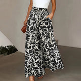 MQTIME  -  Summer Women Wide Leg Pants 2025 New High Waist Yoga Pants Hippie Baggy Trousers Boho Beach Plus Size Palazzo Pants Women