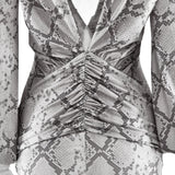  MQTIME  -  Bohemian Resort Style Sexy Royal Lady Temperament Deep V Pleated High Elastic Printed Backless Waist-hugging Dress