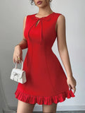 MQTIME  -  Summer New Sexy Short Sleeveless Female Dress Pure A-Line Fashion Arrival Women Clothing Fashion Temperament Bowknot Dresses