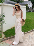 MQTIME  -  Elegant Wide Leg Pants Women High Waisted Side Split Floor Length Trousers Vintage Summer Casual Fashion Baggy Pants New