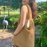 MQTIME  -  Weave Tote Bag Large Capacity Summer Beach Straw Handbag and Purse Female Bohemian Shoulder Bag for Women Ladies Travel Bag