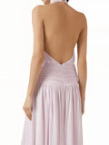 MQTIME  -  Summer Hollow Out Sleeveless High Waist Party Dress 2025 Fashion Backless Solid Long Dresses Sexy Ladies Halter Slim Split Dress
