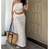 MQTIME  -  Spring and Autumn New Beach Blouse Sexy Slanted Shoulder Hollow Beach Dress Bikini Dress