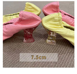 MQTIME  -  Spring Pink Small Square Head Retro Single Shoes Womens Crystal Coarse Heels French High Heels Comfortable Charm Witch Shoes