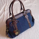  MQTIME  -  Korean Retro Polka Dot Handbag, Leather Patchwork Large Multi-functional Briefcase Sweet Pretty Style Handbag Casual Commute Bag