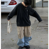MQTIME  -  Pants Spring and Summer New Childrens Clothing Korean Boys and Girls Fashionable Retro Two-section Splicing Cargo Pants
