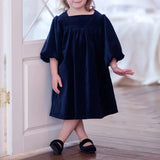  MQTIME  -  Girls Velvet Dress With Gorgeous Sleeves Chic Sapphire Blue Christmas Party Vintage Dresses Children's Autumn Clothes