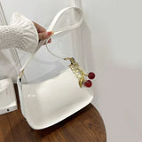 MQTIME  -  New Glossy Leather Cherry Pendant Versatile Sweet Phone Storage Women's Shoulder Bag