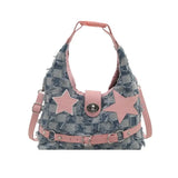 MQTIME  -  American Retro Buckle Cowboy Pentagram Punk Shoulder Bags Crossbody Bag Large Capacity Storage Bags Wallet Woman Bag