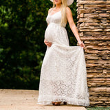 MQTIME  -  Maternity White Lace Maxi Gowns Dresses for Photo Shoot Sexy V Neck Backless Pregnancy Photography Dress Pregnant Baby Shower
