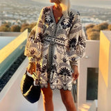 MQTIME  -  Women's Printed Short Dress, Casual and Fashionable Beach Style, Summer New Item