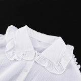 MQTIME  -  Spring Casual Ruffle Doll Collar Shirts Loose Puff Sleeve Single Breasted Blouses 2024 Fashion Long Sleeved Lady Cardigan