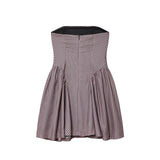 MQTIME  -  European and American autumn new women's clothing style simple sleeveless slim fit plaid strapless short dress
