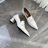 MQTIME  -  Womens Shoes Fashion Classic Pointed Tip Loafers for Woman Exquisite Britain High Heel Casual Shoes Designer Shoes Zapatos Mujer