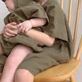 MQTIME  -  Children's Retro Cotton Linen Suit Summer New Korean Kids Casual Loose Shirt + Shorts Boys And Girls 2 Pcs Sets WT045