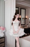 MQTIME  -  Light Blue Handmade Sweetheart Short Prom Dress Sparkly Rhinestone Appliques Homecoming Gown Princess Puffy Birthday Party Dress