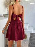 MQTIME  -  Spring Summer New Vestidos Simple Solid Color Women Dress Elegant Square Neck Female Strap Dresses