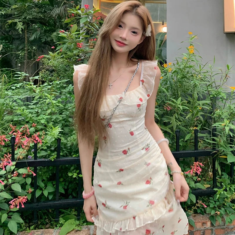 MQTIME - Elegant Sweet Floral Dress Coquette Kawaii Resort Dress Tull mqtime MQTIME - Elegant Sweet Floral Dress Coquette Kawaii Resort Dress Tull mqtime