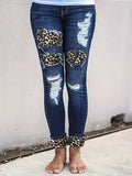 MQTIME  -  New Fashionable Boutique Women's Stretch Small Foot Women Jeans Ripped Holes Cut Washed Jeans Slim Leisure Women Jeans