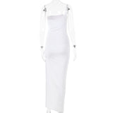 MQTIME  - Maternity One-Shoulder Bodycon Dress with Ruching and High Side Slit - Sleeveless Sexy Long Gown