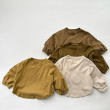 MQTIME  -  Autumn New Children Long Sleeve T Shirts Solid Baby Boys Casual T Shirts Cotton Girls Loose Bottoming Tops Kids Clothes
