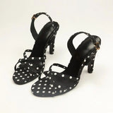 MQTIME  -  Vintage Black White Polka Dot Super High Heel Sandals Women Summer Sexy Back Strap Designer Sandals Woman's Plus Size Shoes