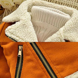 MQTIME  -  Children's Fleece-lined Jackets Kids Winter Turn-down Cotton Coats Boys Plush Velvet Clothing Toddler Fashion Padded Outerwear