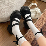 MQTIME  -  Sweet Lolita Mary Jane Platform Shoes Women Cross Strap Bow Chunky Block Heel Round Toe Y2K Cosplay Party Spring Ladies Shoes