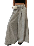 MQTIME  -  Women s Boho Chic Floral Print Wide Leg Palazzo Pants High Waist Loose Fit Trousers with Pockets and Belt Detail