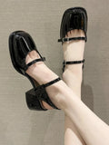 MQTIME  -  Office Lady Sandals Woman Spring Casual Elegant Pure Color Shoes Non-slip Korean Style Medium Heel Female Shoes Design Chic