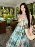 MQTIME  -  Beach Boho Floral Midi Dress Women Casual Y2k Clothing Bodycon Sexy Dress Even Party One Piece Dress Korean Fashion Sleeveless