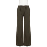  MQTIME  -  Women's Casual High Waisted Drawstring Wide Leg Pants Solid Color Loose Flowy Trousers for Summer Beach Vacation Daily Wear Chic