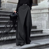  MQTIME  -  New Retro Niche Design Sense Irregular High Waist Wide Leg Pants Versatile Loose Commuter Trousers