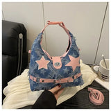 MQTIME  -  American Retro Buckle Cowboy Pentagram Punk Shoulder Bags Crossbody Bag Large Capacity Storage Bags Wallet Woman Bag